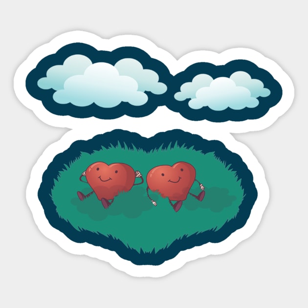 HEARTS IN THE CLOUDS Sticker by AnishaCreations